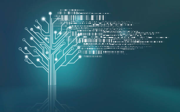 istock Circuit board tree on blue background . Futuristic network . This is a 3d render illustration . 1257138238