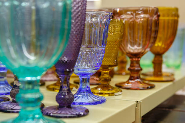 istock glass or crystal glassware glasses on a shelf 1257140497
