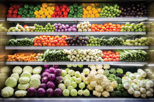 istock Vegetables and fruits shelf 1257140651