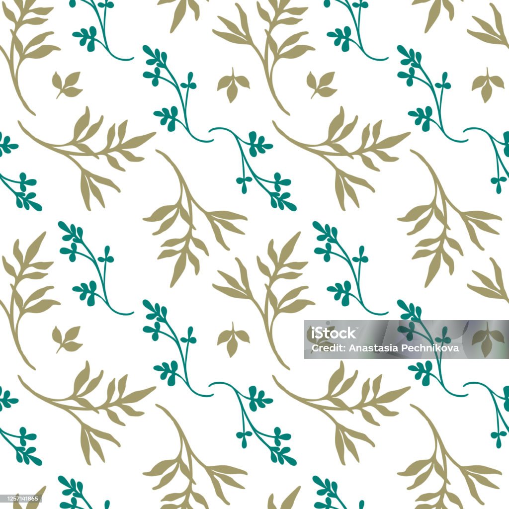 Vector Greenery Pattern On White Background Seamless Pattern For ...