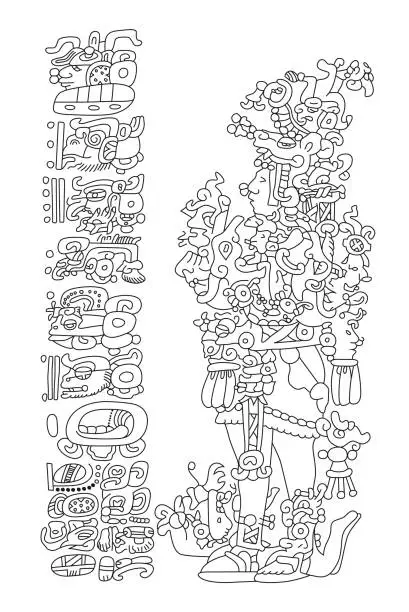 Vector illustration of the mayan figure the counting of the time