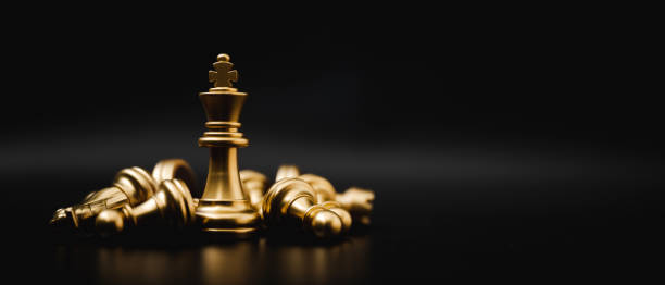 istock Business leader concept. Chess board game strategy planning and competition. Panoramic image 1257143607