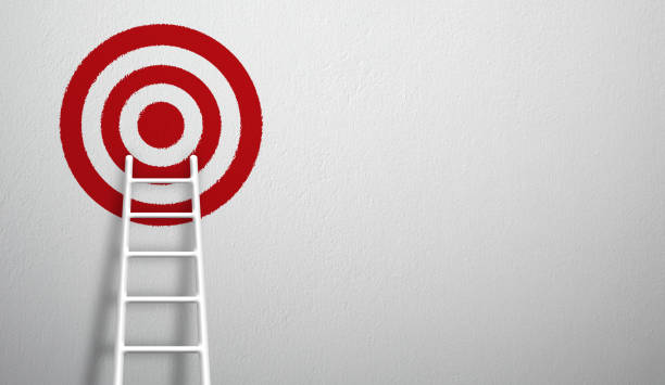 istock Stand out from the crowd and think different creative idea concepts. Longest white ladder growing up growth to aiming high to goal target. 3d illustration 1257144826