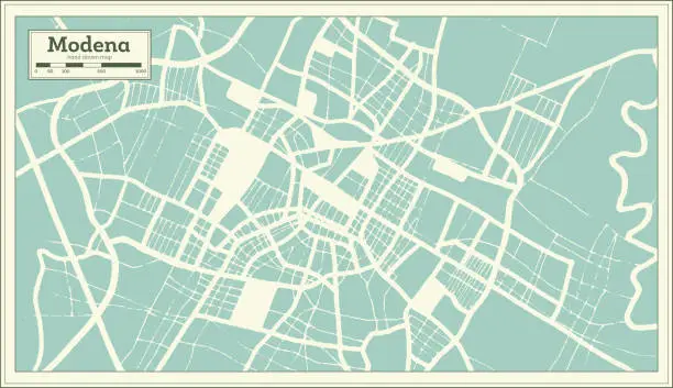 Vector illustration of Modena Italy City Map in Retro Style. Outline Map.