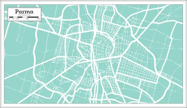 Vector illustration of Parma Italy City Map in Retro Style. Outline Map.