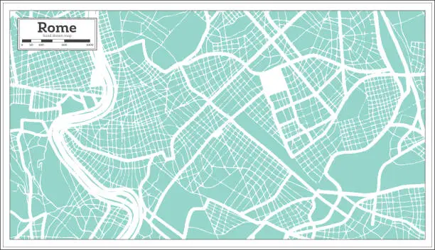 Vector illustration of Rome Italy City Map in Retro Style. Outline Map.