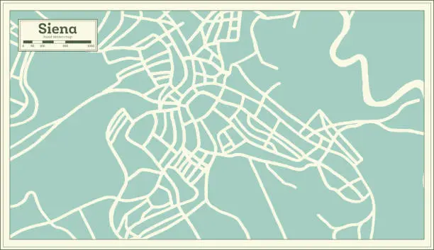 Vector illustration of Siena Italy City Map in Retro Style. Outline Map.