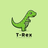 istock Vector Illustration T-Rex Love Simple Mascot Style. 1257148901