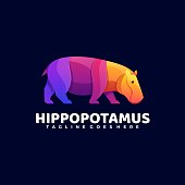 istock Vector Illustration Hippo Gradient Colorful Style. 1257148944