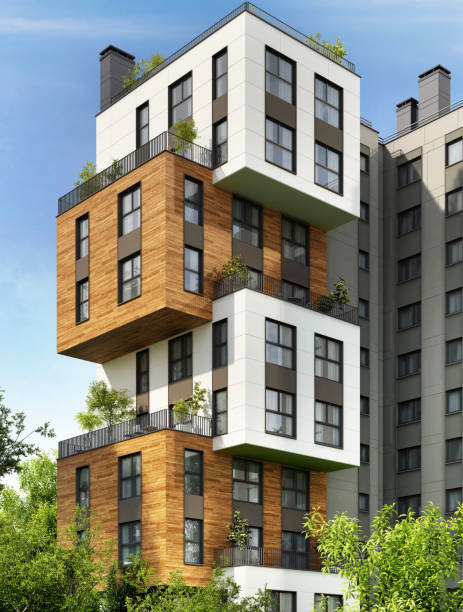 edificio residencial moderno - apartment sky housing project building exterior fotografías e imágenes de stock