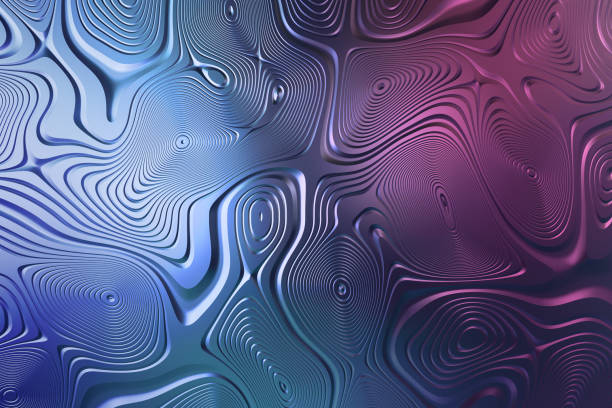 istock Metallic plate pattern, symmetrical and wavy abstract lines on textured Background. 3d Illustration 1257150040