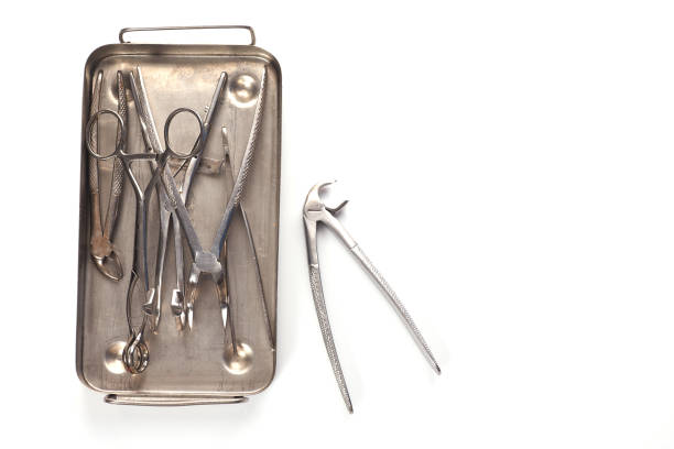 istock Dental appliances in sterile packaging on white background.. 1257151759