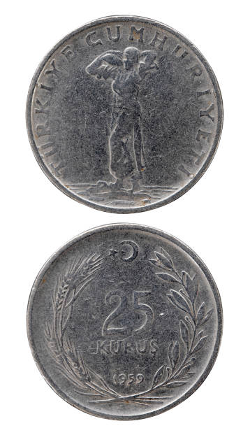 istock Turkish 25 Kurus Coins Isolated On White 1257158135