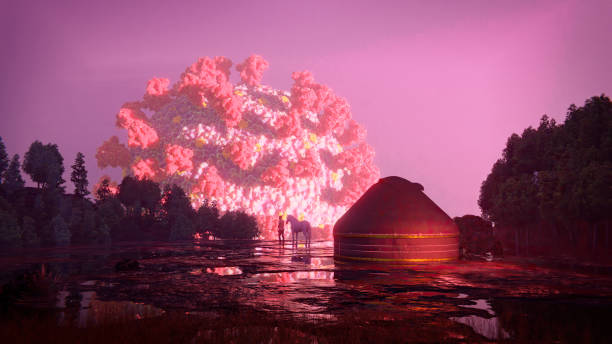 istock Yurt amid a huge coronavirus. The virus enters the nomadic steppe. 3D rendering. 1257161066