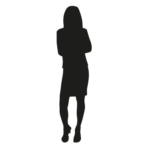 illustrations, cliparts, dessins animés et icônes de femme d’affaires restant avec les bras pliés, la silhouette de vecteur isolée - mannequin human hand white white background