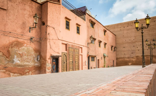 istock Orange marrakesh street without people 1257164058