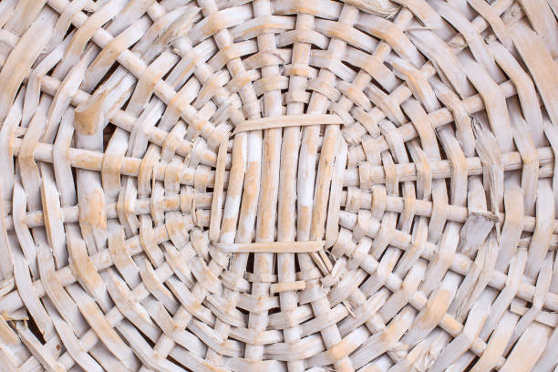 istock The surface of a round wicker basket. 1257165890
