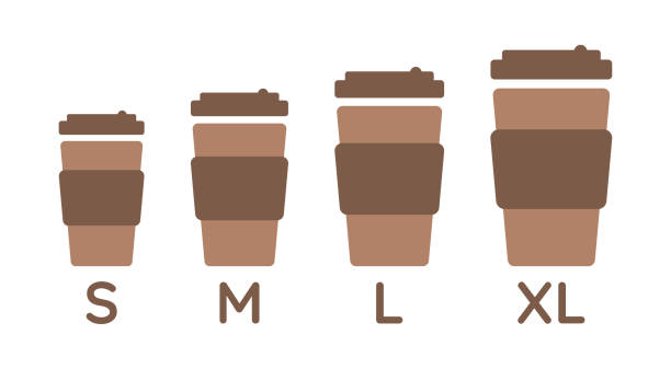 Coffee Cup Sizes Set S M L Xl Different Size Small Medium Large And Extra  Large Stock Illustration - Download Image Now - iStock