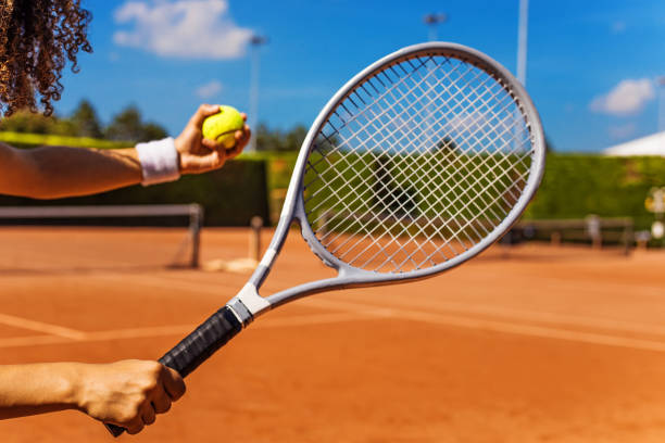 istock Tennis equipment on a court 1257169023