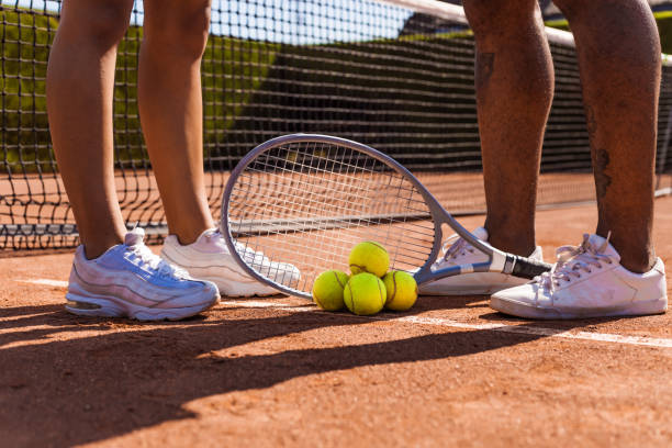 istock Tennis equipment on a court 1257169038
