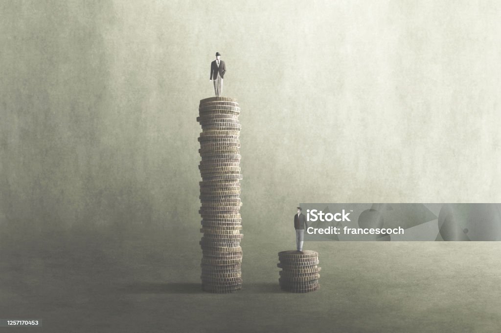 salary comparison, inequality concept Imbalance Stock Photo