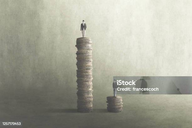 Salary Comparison Inequality Concept Stock Photo - Download Image Now - Imbalance, Wages, Contrasts