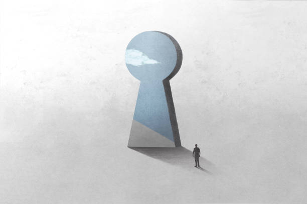 key hole shape door, optical illusion surreal concept