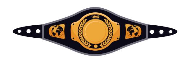 Mixed martial arts champion belt on white backdrop Vector mixed martial arts title champion belt isolated on white background. Trophy award for boxing, kickboxing or wrestling championship competition and tournament. Professional sport prize reward wrestling logo stock illustrations