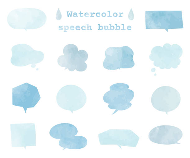 ilustrações, clipart, desenhos animados e ícones de conjunto de bolhas de fala de aquarela - thinking thought bubble thought cloud clip art