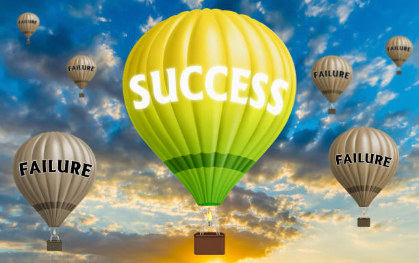 istock Hot air balloons with Success and Failure concept. Abstract background, Thinking and Creativity. 3d Illustration 1257176708