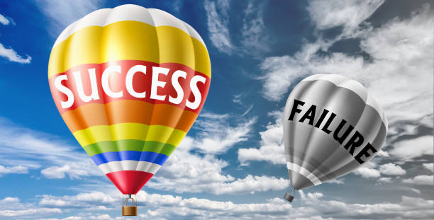 istock Hot air balloons with Success and Failure concept. Abstract background, Thinking and Creativity. 3d Illustration 1257176711
