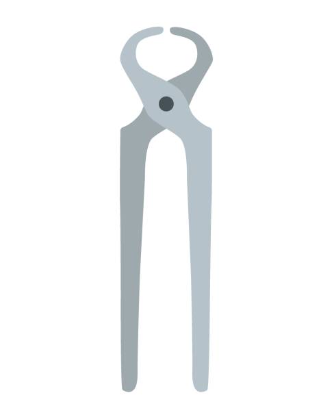 farbige eisenschneidzange zange. stahl nipper werkzeug-symbol. grau gefärbter griff. flache illustration der zange werkzeug vektor-symbol für web-design. - pliers work tool white background craft stock-grafiken, -clipart, -cartoons und -symbole