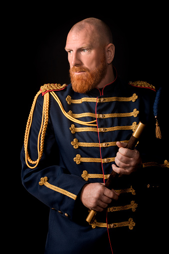 Historical Redhead Soldier in studio shoot