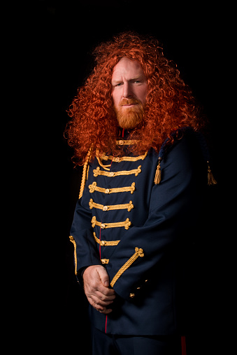 Historical Redhead Soldier in studio shoot