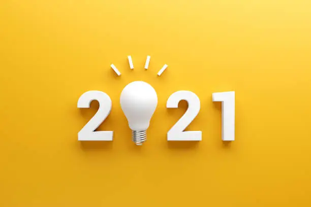 Photo of 2021 creativity inspiration concepts, Light bulb idea with 2021 new year, planning ideas.