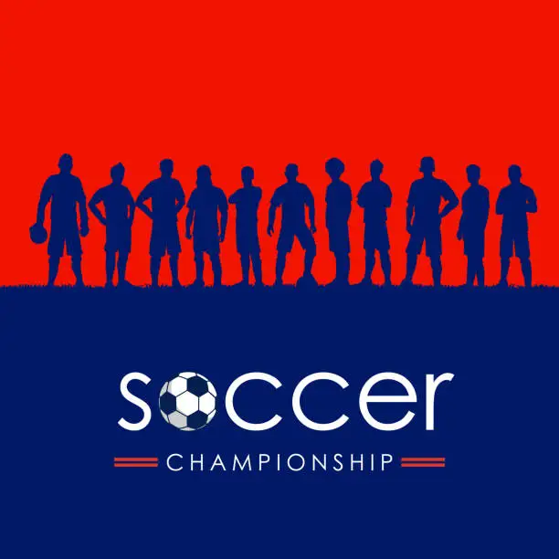 Vector illustration of Silhouette of soccer team, Vector Illustration