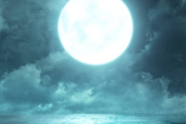 istock Full moon with smoke and fog on the night 1257188945