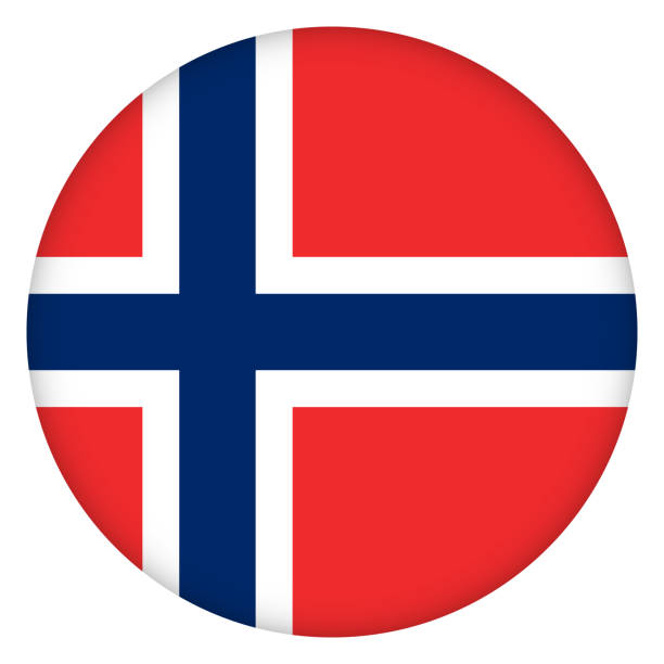 illustrations, cliparts, dessins animés et icônes de drapeau de norvège icône ronde, badge ou bouton. symbole national norvégien. conception de modèle, illustration vectorielle. - norwegian flag norway flag freedom