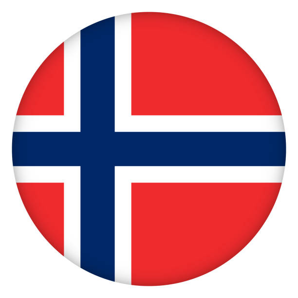 ilustrações, clipart, desenhos animados e ícones de bandeira do ícone redondo da noruega, crachá ou botão. símbolo nacional norueguês. design de modelo, ilustração vetorial. - norwegian flag norway flag freedom
