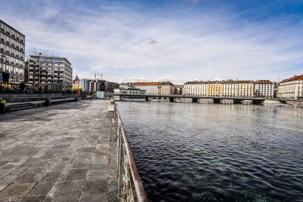 istock Walkway Next To Arve River In Geneva, Switzerland 1257190402