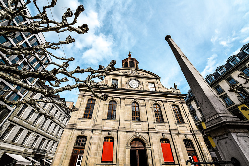 The Abbey of Einsiedeln is one of the most important baroque monastic sites and the largest place of pilgrimage in Switzerland. The image shows the building exterior with the two towers and the main entrance.