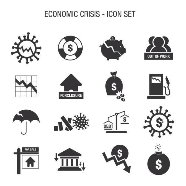 Economic Crisis Icon Set Vector of Economic Crisis Icon Set finance clipart stock illustrations