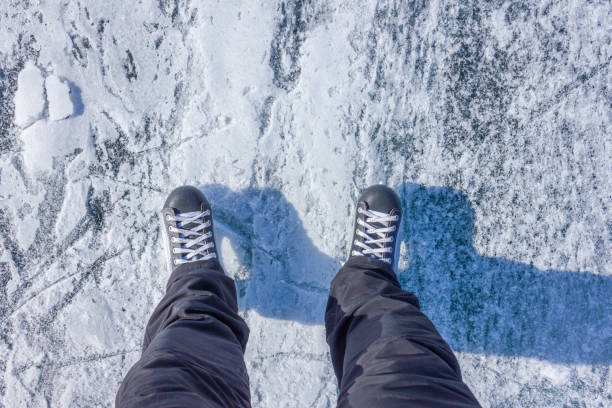 istock Laced skates on the feet 1257192193