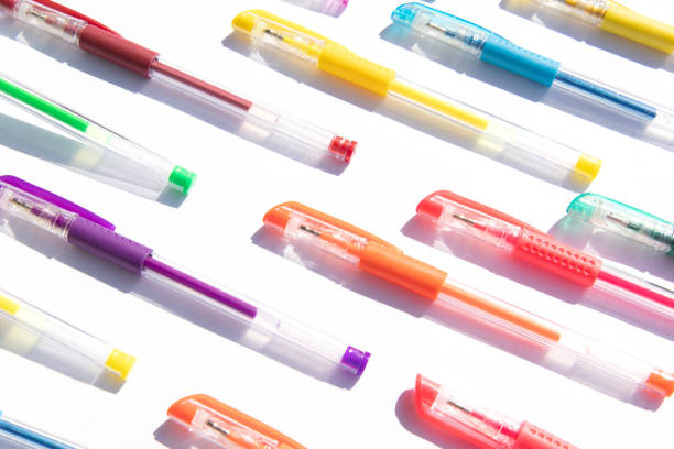 istock colorful gel pens pattern on a white background 1257192312