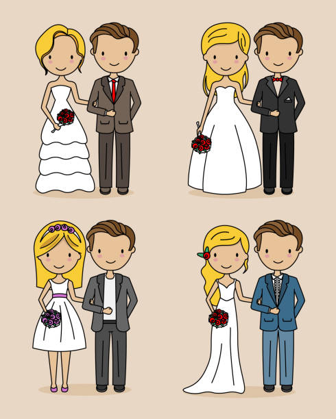 Wedding couple set. Isolated vector Wedding couple set. Isolated vector boda stock illustrations