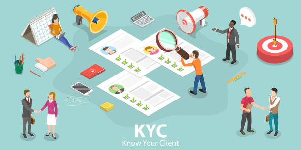 3D Isometric Flat Vector Concept of KYC - Know Your Customer. 3D Isometric Flat Vector Concept of KYC - Know Your Customer, Anti-Money Laundering Guidelines, Process of Minimizing Financial Risks in Business Relationship. tax backgrounds stock illustrations