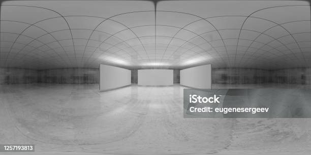 360 Degree Panorama Empty White Room Interior Stock Photo - Download Image Now - 360-Degree View, High Dynamic Range Imaging, Virtual Reality