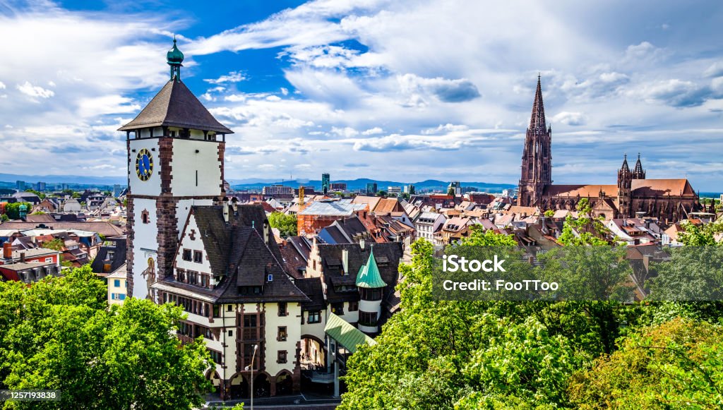 old town of freiburg im breisgau - germany historic buildings at the famous old town of Freiburg im Breisgau Freiburg im Breisgau Stock Photo