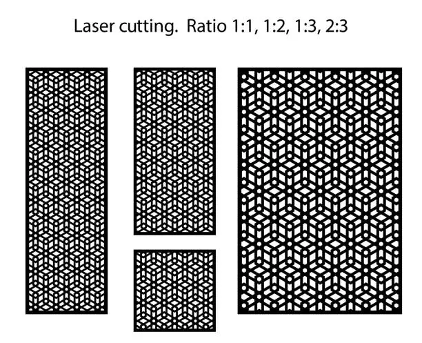 Vector illustration of Set of decorative vector panels for laser cutting.