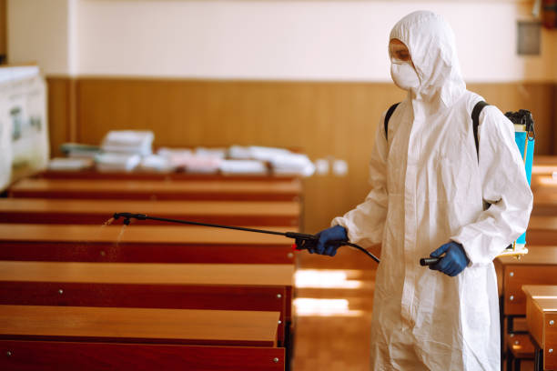 istock Disinfecting school class to prevent COVID-19. 1257196945